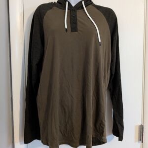 Men's Active Lightweight Slim Fit Running Jersey Henley Hooded Tee Shirts